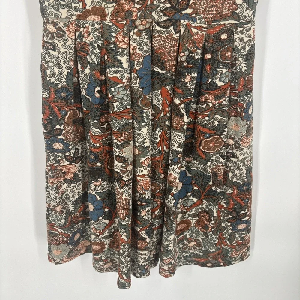 Peruvian Connection Womens Shift Dress Small Floral Pleated Pockets Stretch Boho - Picture 4 of 9